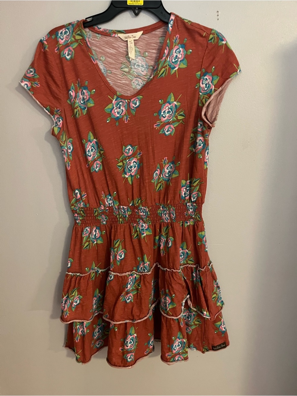 Matilda Jane Rust Floral Tiered‎ Dress with Smocked Waist